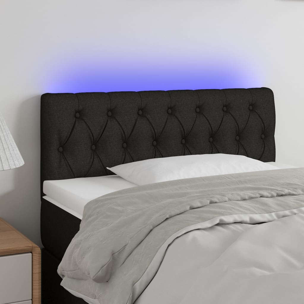 vidaXL LED uzglavlje crno 100 x 7 x 78/88 cm od tkanine - cover