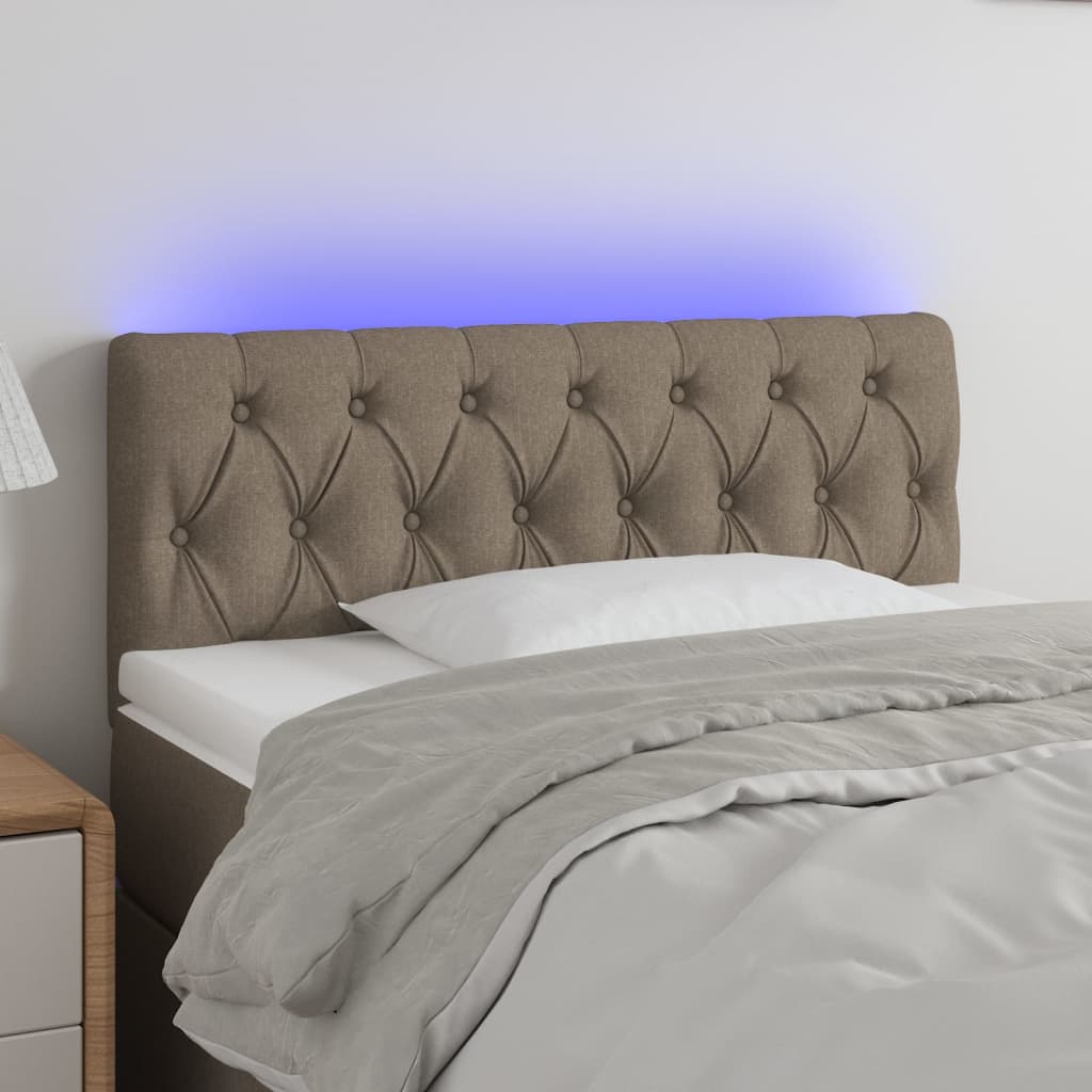 vidaXL LED uzglavlje smeđesivo 100 x 7 x 78/88 cm od tkanine - cover