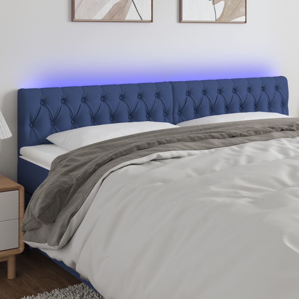vidaXL LED uzglavlje plavo 180 x 7 x 78/88 cm od tkanine - cover