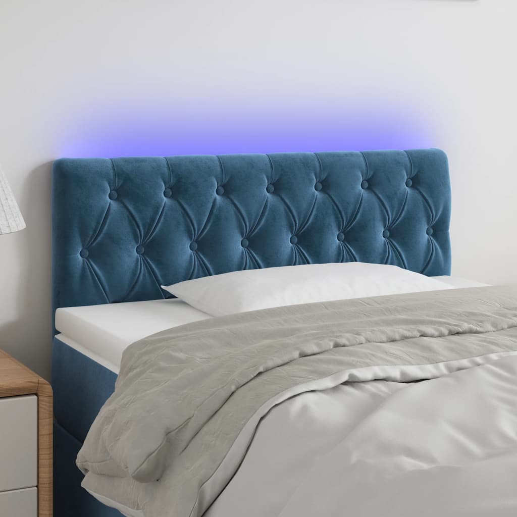 vidaXL LED uzglavlje tamnoplavo 100x7x78/88 cm baršunasto - cover