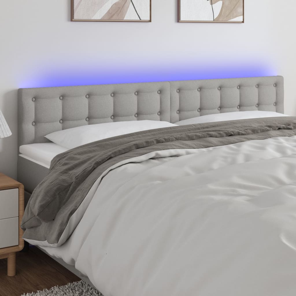 vidaXL LED uzglavlje svjetlosivo 160x5x78/88 cm od tkanine - cover