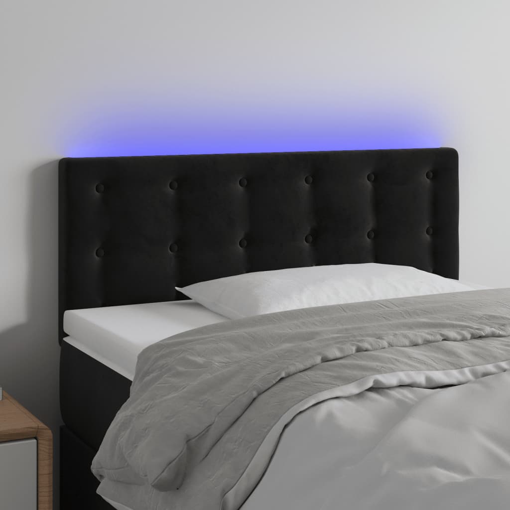 vidaXL LED uzglavlje crno 100x5x78/88 cm baršunasto - cover