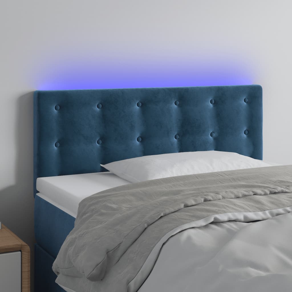vidaXL LED uzglavlje tamnoplavo 100x5x78/88 cm baršunasto - cover