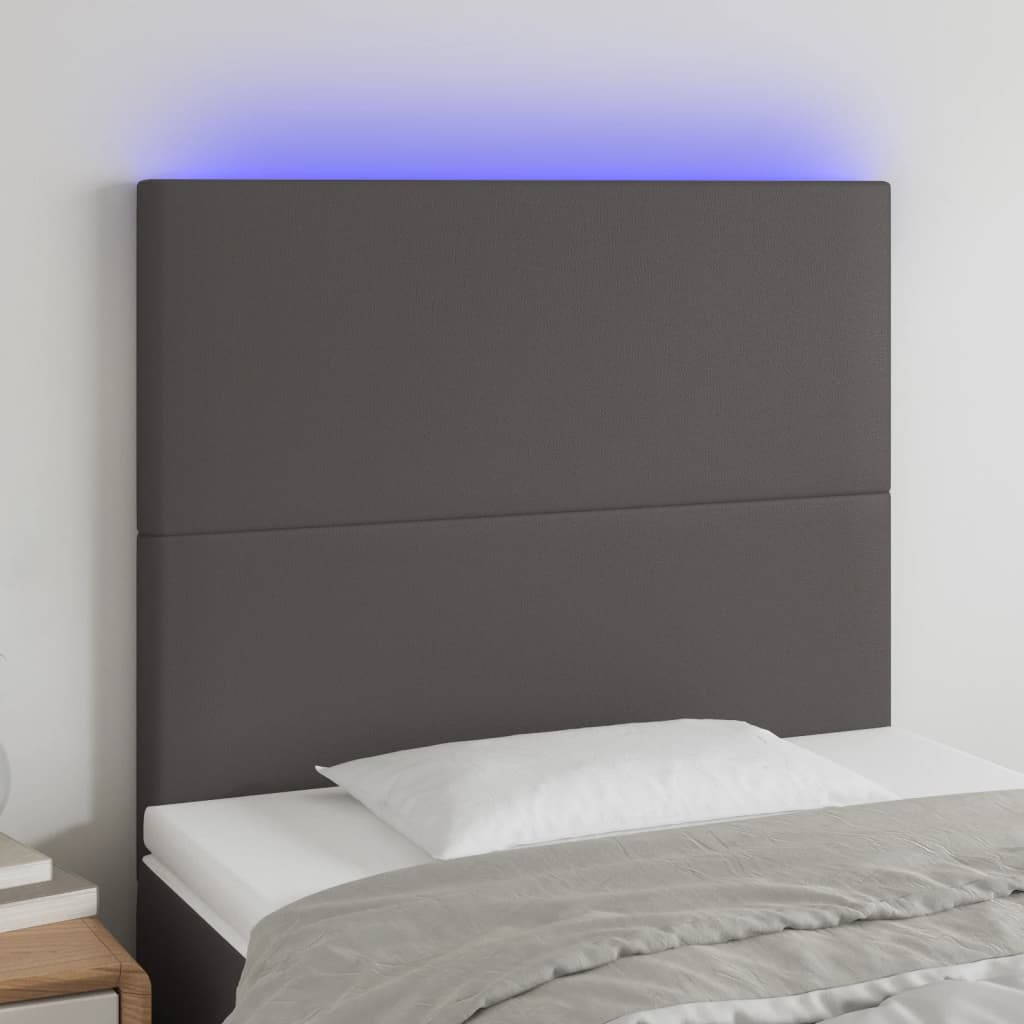 vidaXL LED uzglavlje sivo 90x5x118/128 cm od umjetne kože - cover