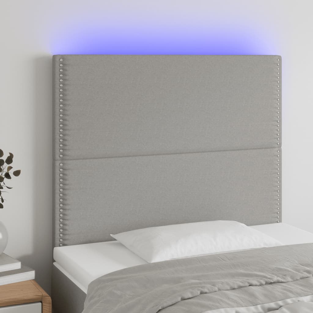 vidaXL LED uzglavlje svjetlosivo 90x5x118/128 cm od tkanine - cover