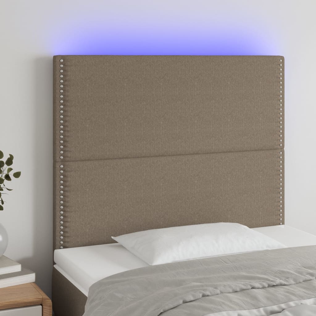 vidaXL LED uzglavlje smeđesivo 90x5x118/128 cm od tkanine - cover
