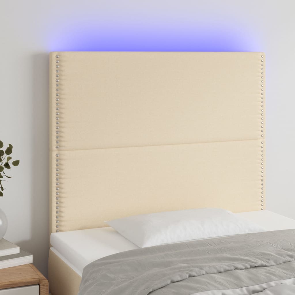 vidaXL LED uzglavlje krem 100x5x118/128 cm od tkanine - cover