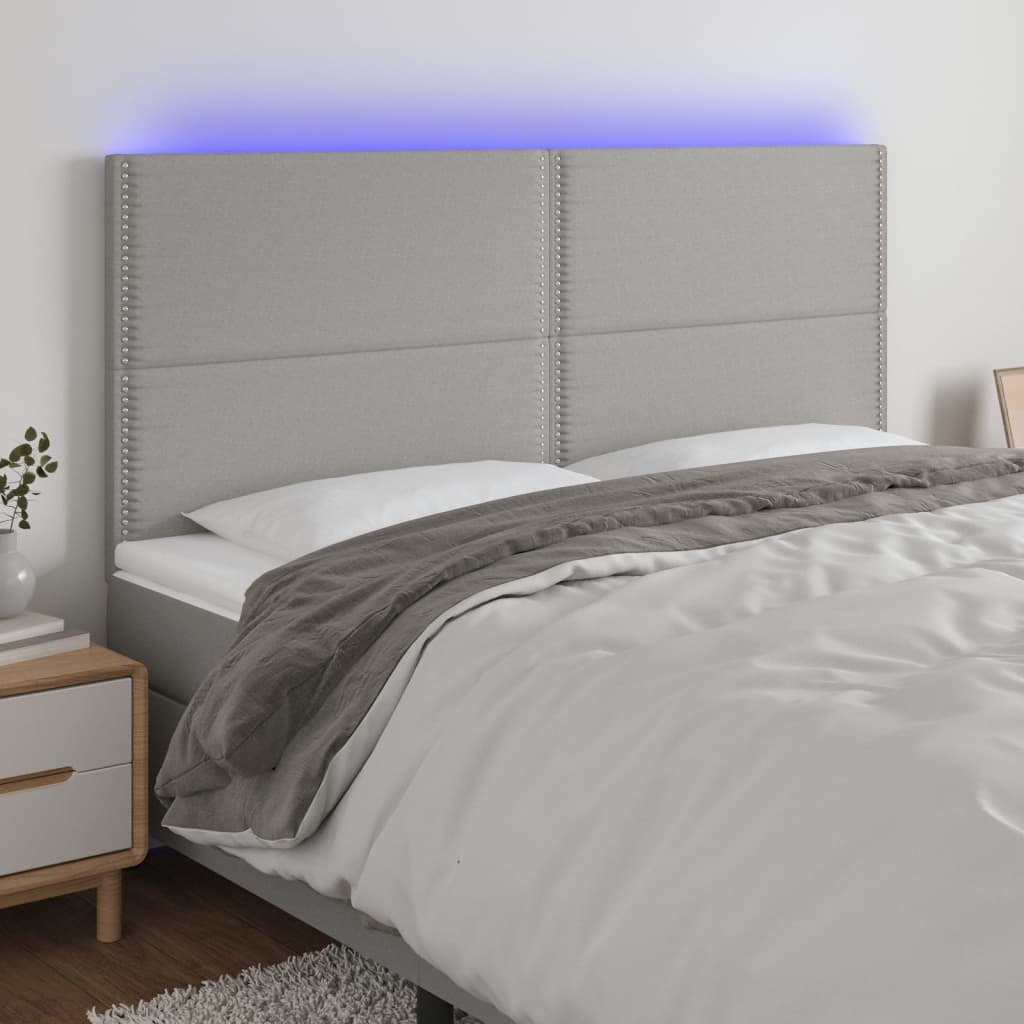 vidaXL LED uzglavlje svjetlosivo 180x5x118/128 cm od tkanine - cover