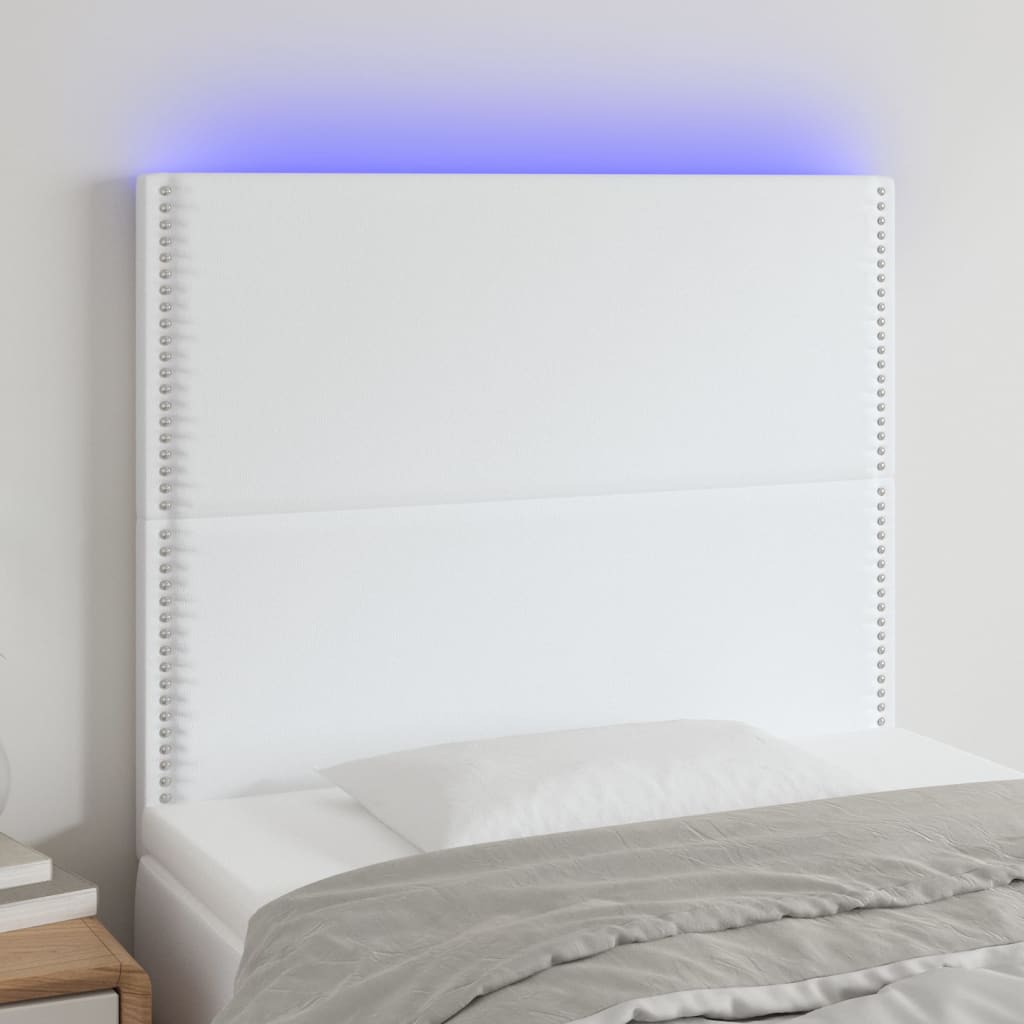 vidaXL LED uzglavlje bijelo 90x5x118/128 cm od umjetne kože - cover
