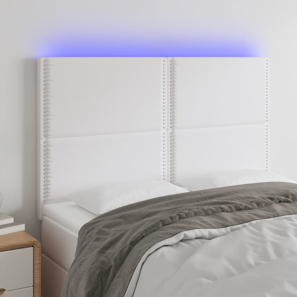 vidaXL LED uzglavlje bijelo 144x5x118/128 cm od umjetne kože - cover