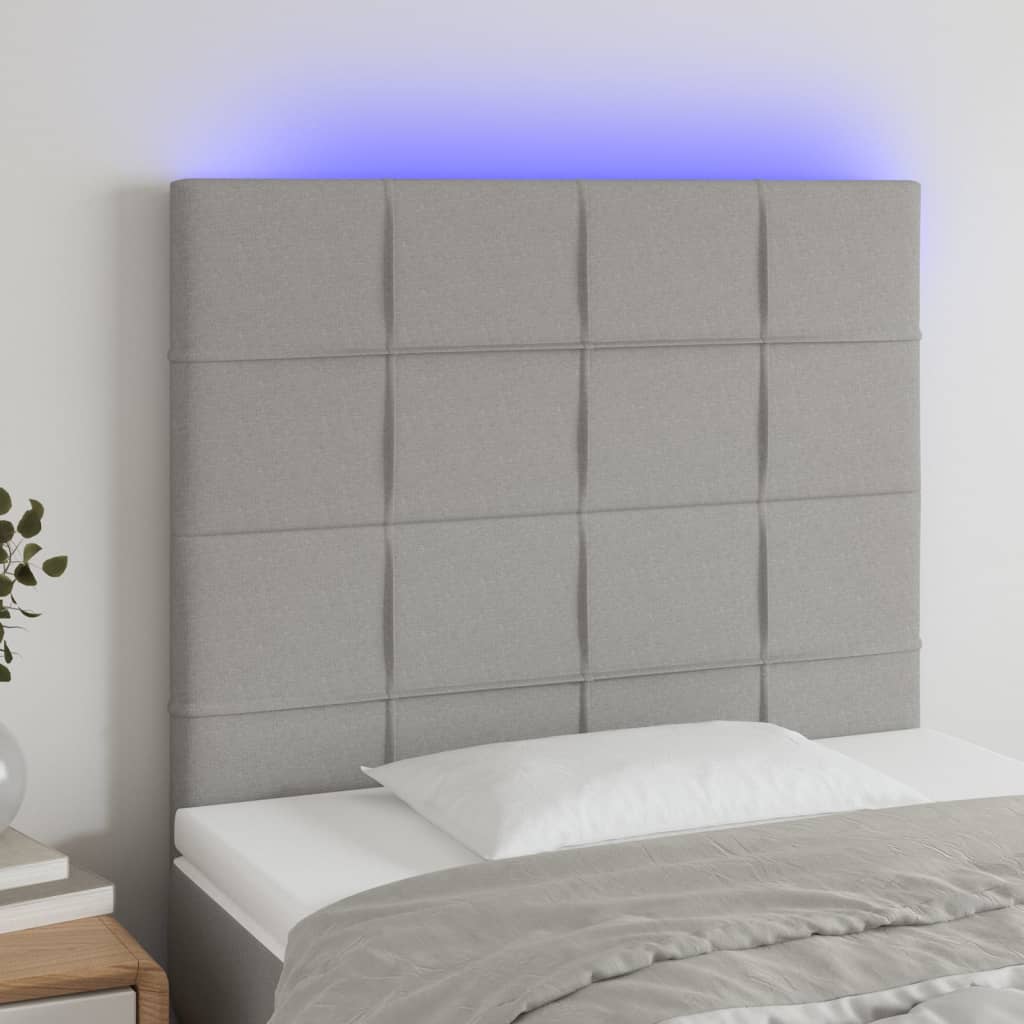 vidaXL LED uzglavlje svjetlosivo 90x5x118/128 cm od tkanine - cover