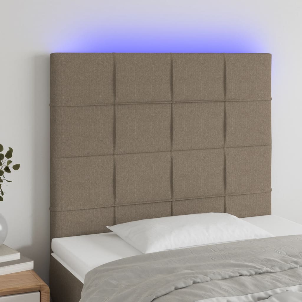 vidaXL LED uzglavlje smeđesivo 90x5x118/128 cm od tkanine - cover