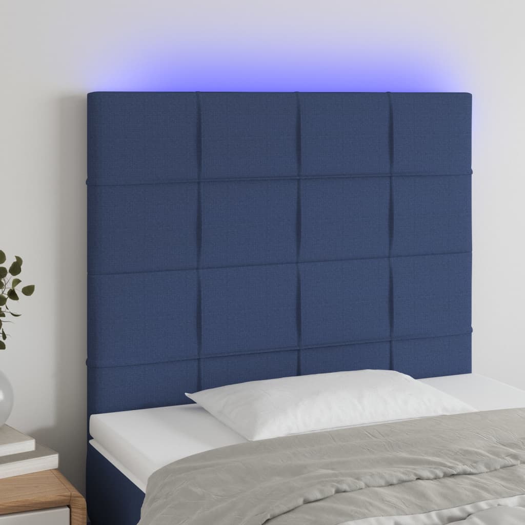 vidaXL LED uzglavlje plavo 90x5x118/128 cm od tkanine - cover