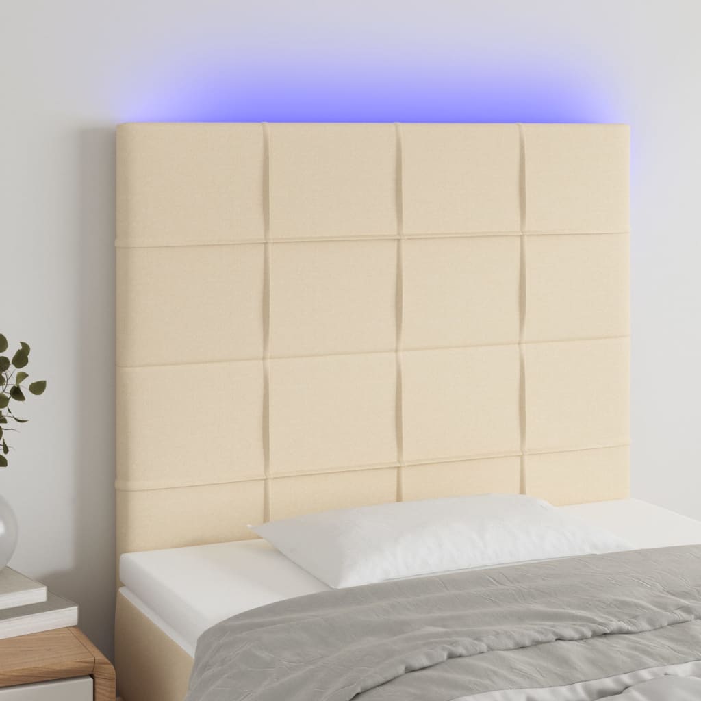 vidaXL LED uzglavlje krem 100x5x118/128 cm od tkanine - cover