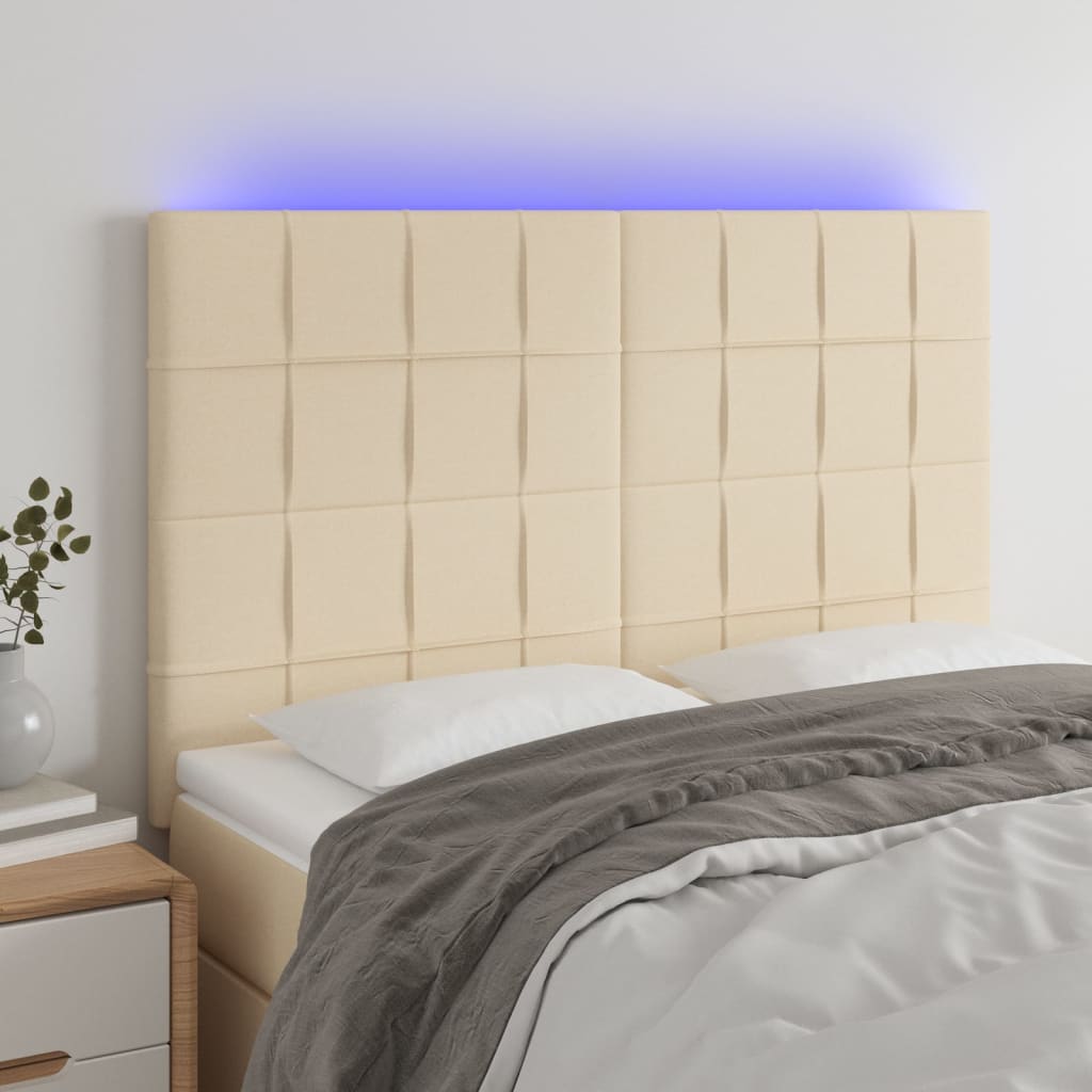 vidaXL LED uzglavlje krem 144x5x118/128 cm od tkanine - cover