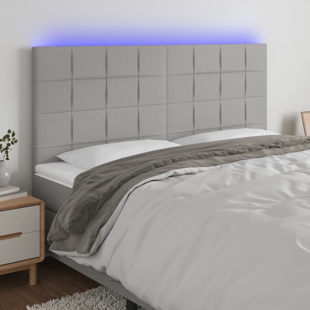 vidaXL LED uzglavlje svjetlosivo 200x5x118/128 cm od tkanine - cover