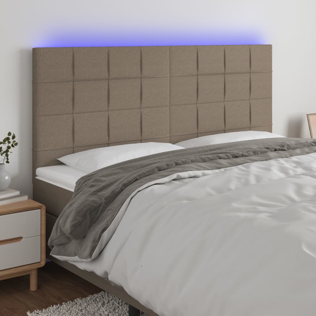 vidaXL LED uzglavlje smeđesivo 200x5x118/128 cm od tkanine - cover