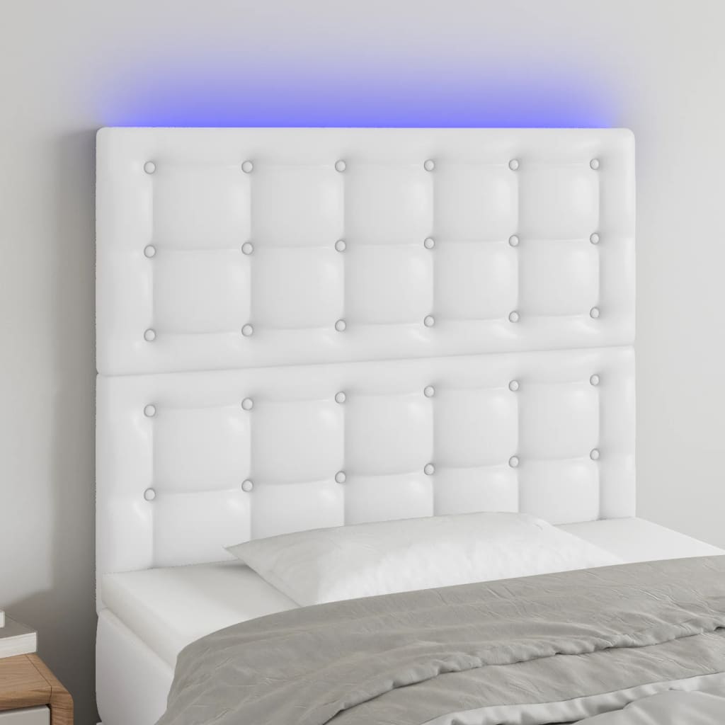 vidaXL LED uzglavlje bijelo 90x5x118/128 cm od umjetne kože - cover