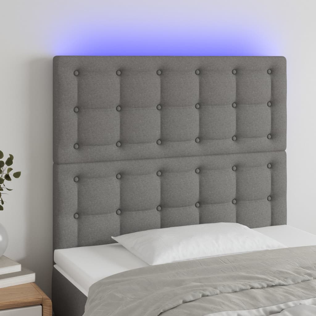 vidaXL LED uzglavlje tamnosivo 80x5x118/128 cm od tkanine - cover