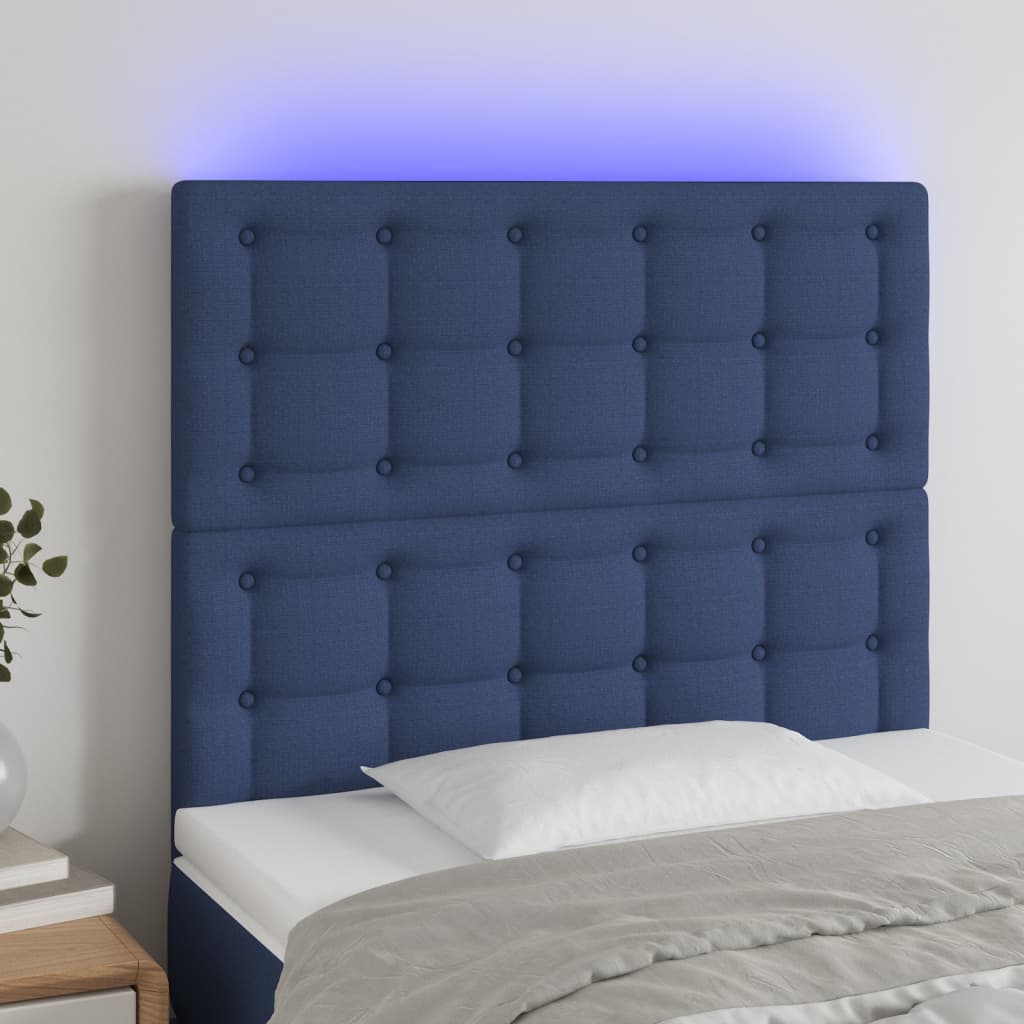 vidaXL LED uzglavlje plavo 80x5x118/128 cm od tkanine - cover
