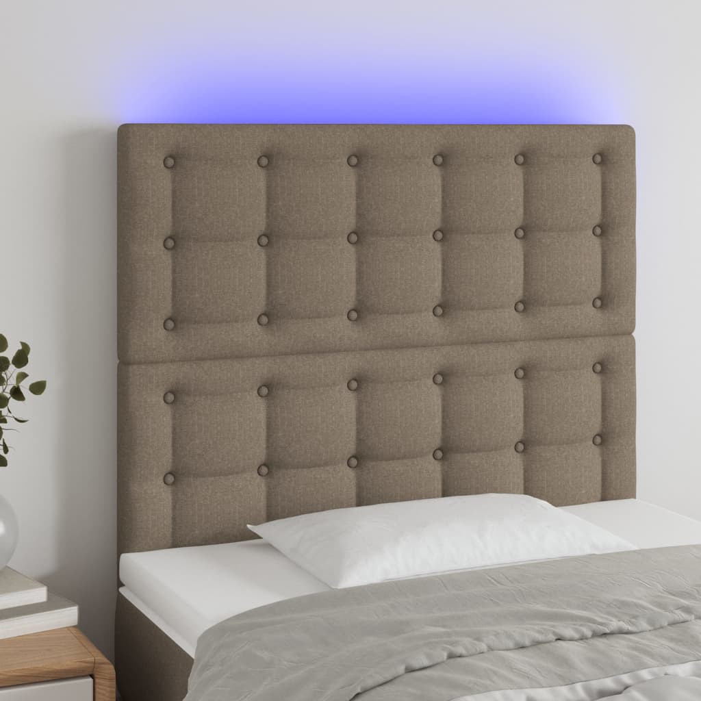 vidaXL LED uzglavlje smeđesivo 90x5x118/128 cm od tkanine - cover
