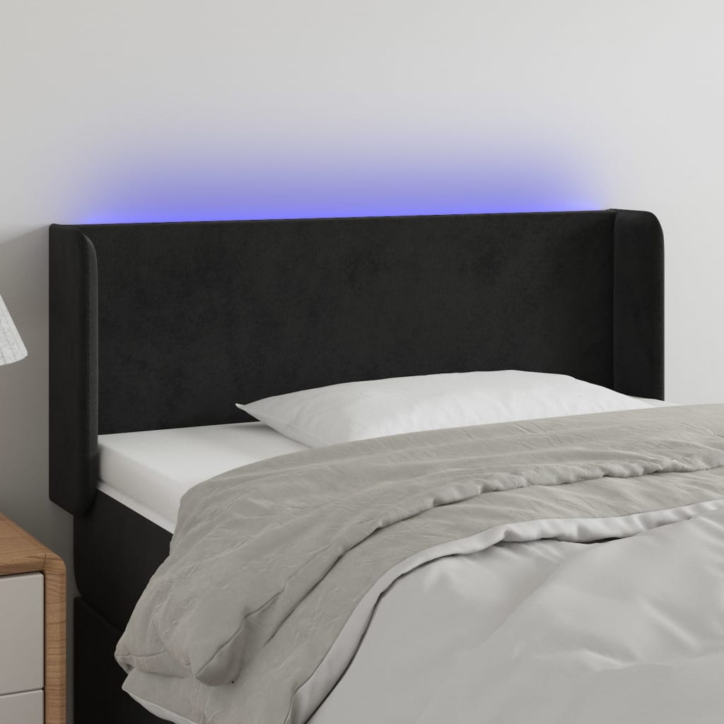 vidaXL LED uzglavlje crno 83x16x78/88 cm baršunasto - cover