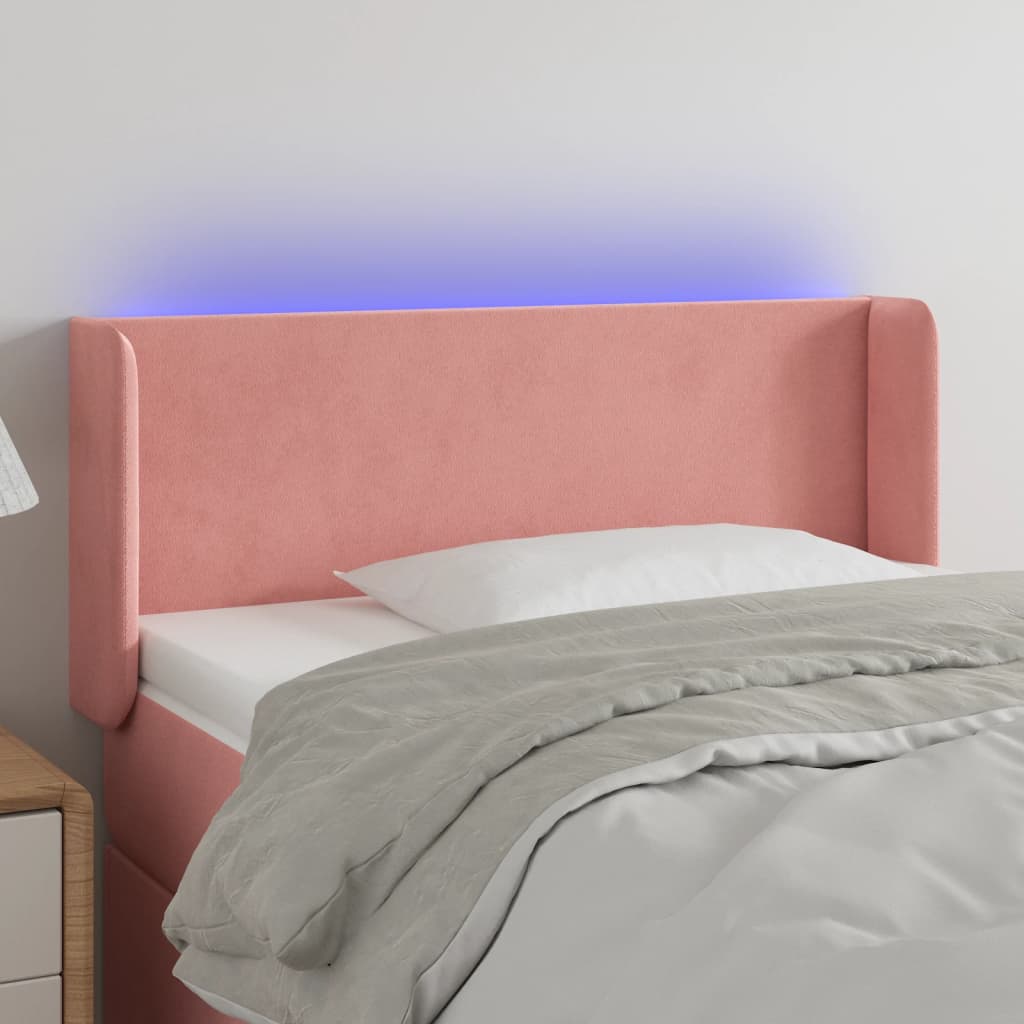 vidaXL LED uzglavlje ružičasto 93x16x78/88 cm baršunasto - cover