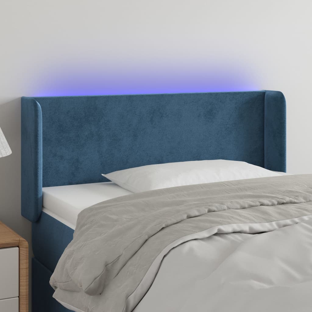 vidaXL LED uzglavlje tamnoplavo 103x16x78/88 cm baršunasto - cover