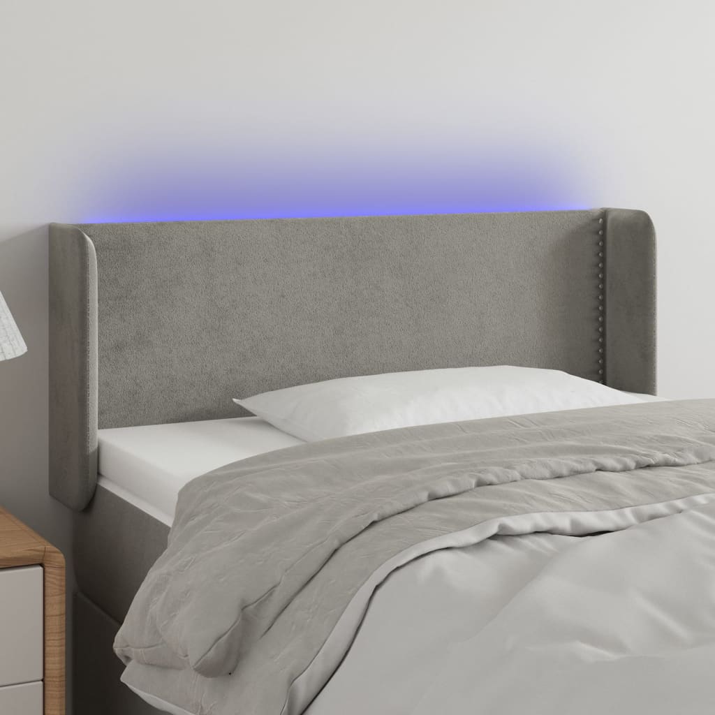 vidaXL LED uzglavlje svjetlosivo 83x16x78/88 cm baršunasto - cover