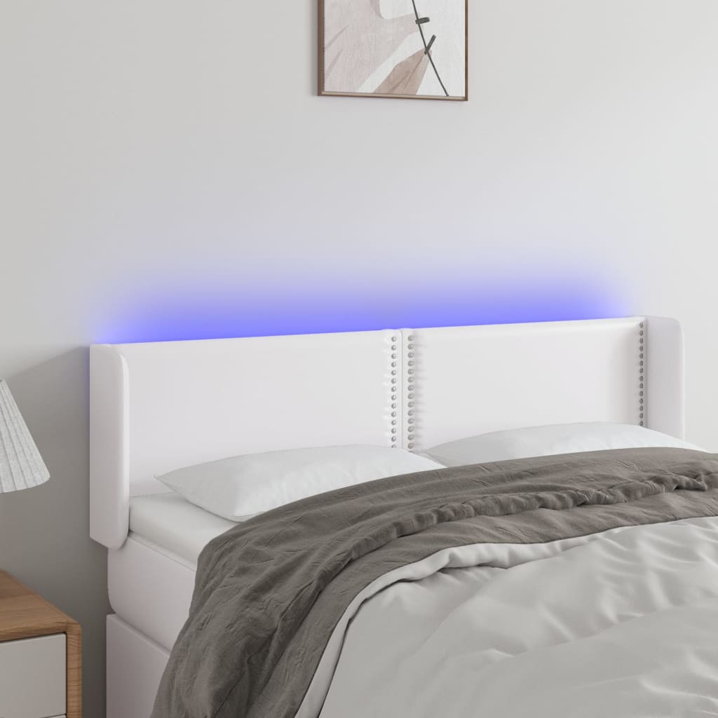 vidaXL LED uzglavlje bijelo 147x16x78/88 cm od umjetne kože - cover