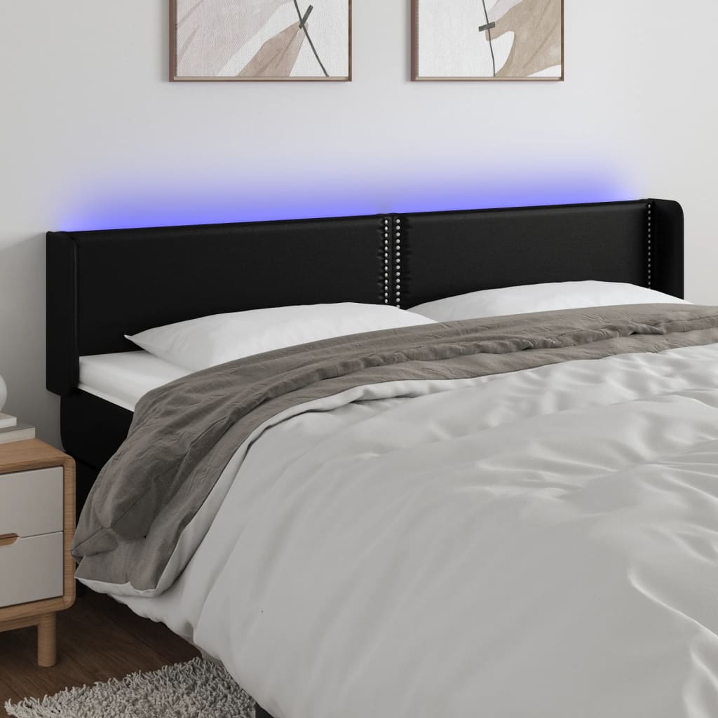 vidaXL LED uzglavlje crno 183x16x78/88 cm od umjetne kože - cover