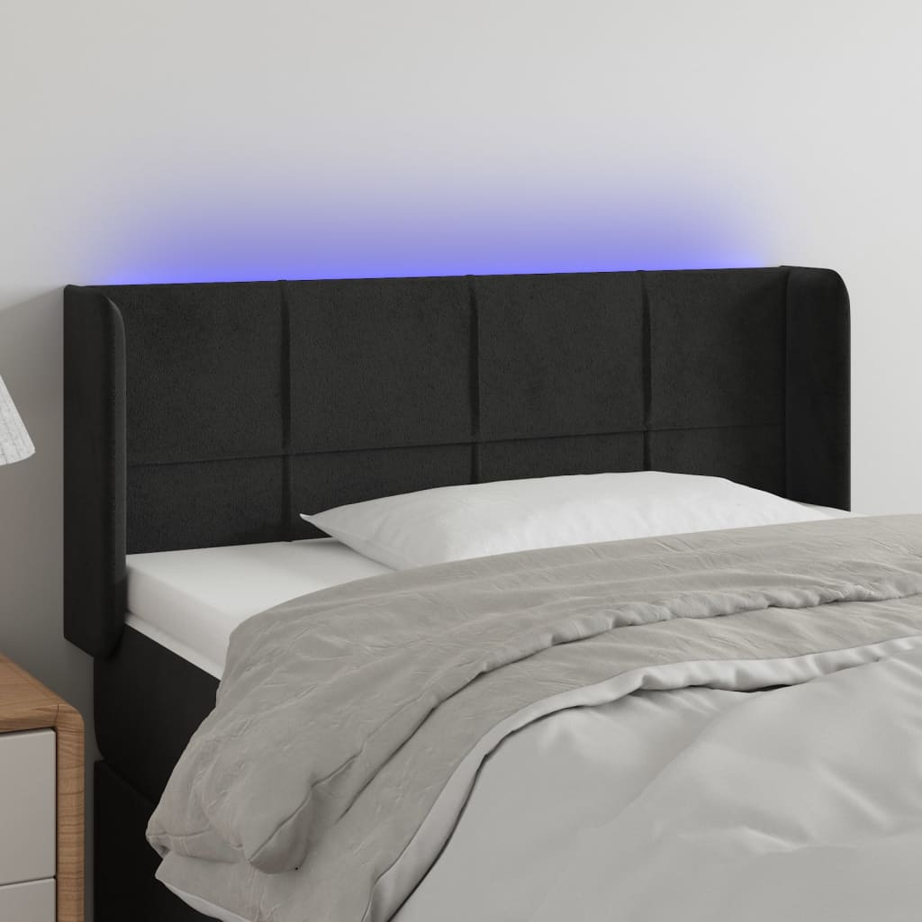vidaXL LED uzglavlje crno 93x16x78/88 cm baršunasto - cover