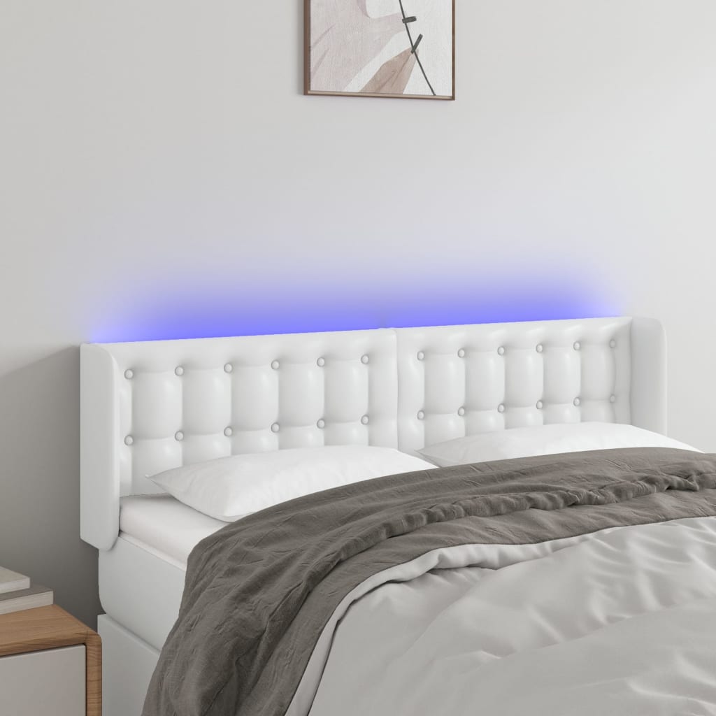 vidaXL LED uzglavlje bijelo 147x16x78/88 cm od umjetne kože - cover