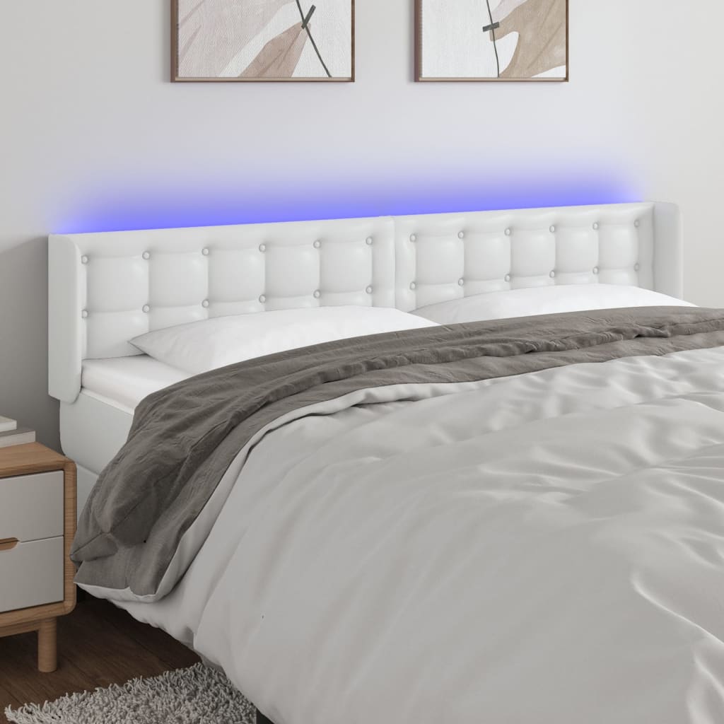 vidaXL LED uzglavlje bijelo 163x16x78/88 cm od umjetne kože - cover