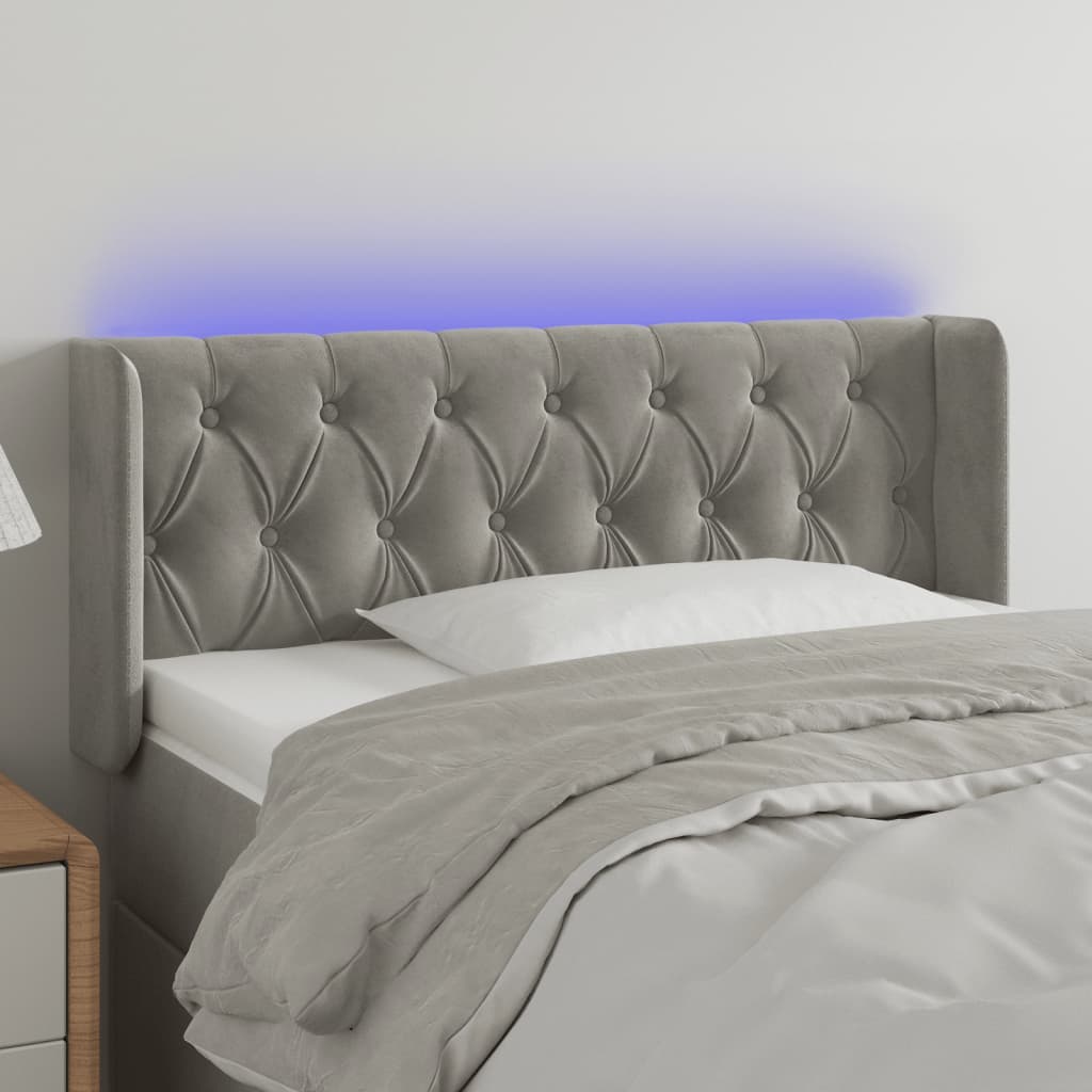 vidaXL LED uzglavlje svjetlosivo 93x16x78/88 cm baršunasto - cover