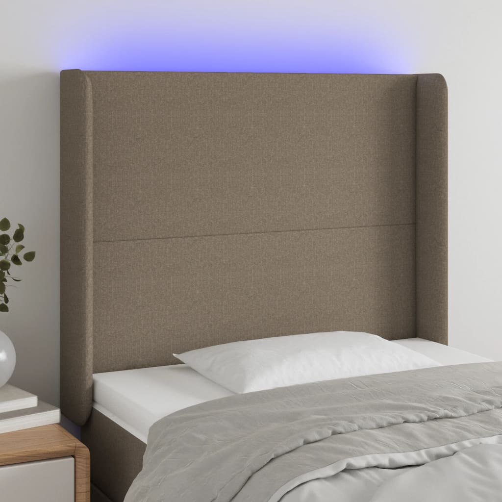 vidaXL LED uzglavlje smeđesivo 83 x 16 x 118/128 cm od tkanine - cover