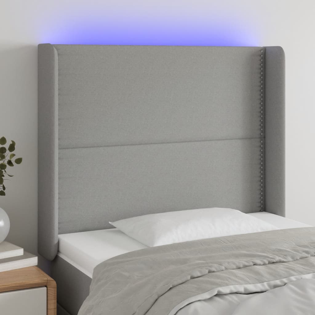 vidaXL LED uzglavlje svjetlosivo 83 x 16 x 118/128 cm od tkanine - cover