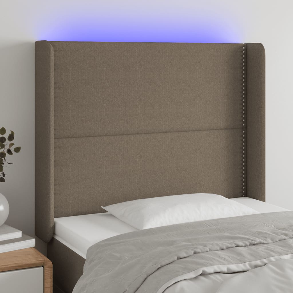 vidaXL LED uzglavlje smeđesivo 93 x 16 x 118/128 cm od tkanine - cover