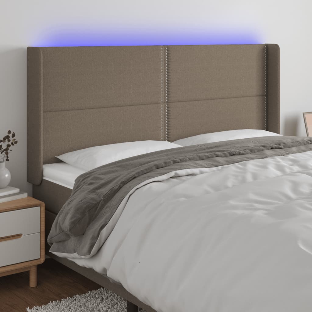 vidaXL LED uzglavlje smeđesivo 163 x 16 x 118/128 cm od tkanine - cover