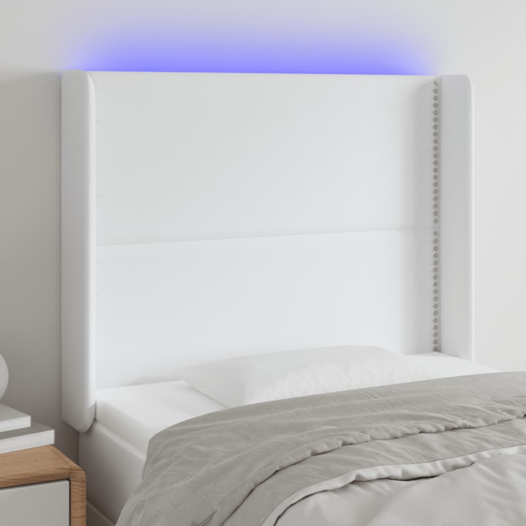 vidaXL LED uzglavlje bijelo 93x16x118/128 cm od umjetne kože - cover