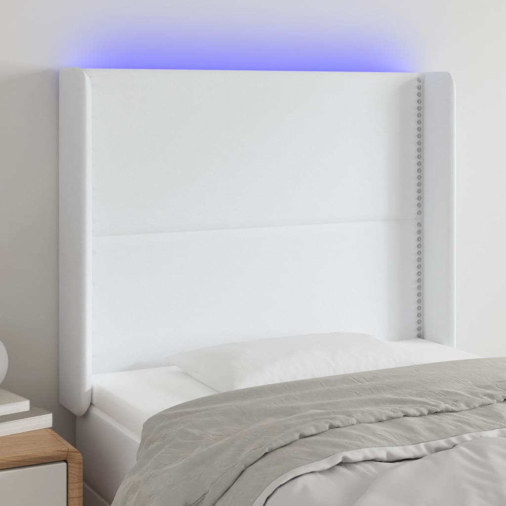 vidaXL LED uzglavlje bijelo 103x16x118/128 cm od umjetne kože - cover