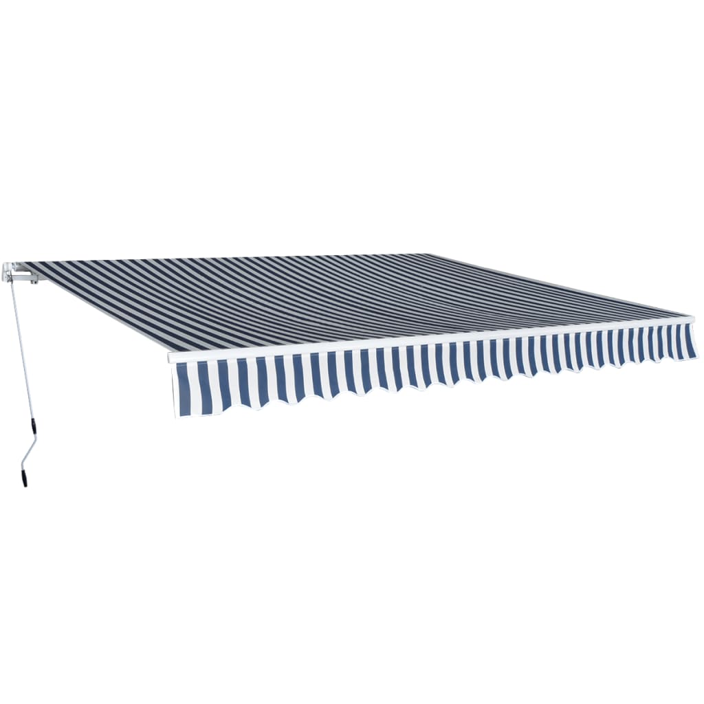 vidaXL Sklopiva tenda na ručno upravljanje 400 cm plavo-bijela - cover