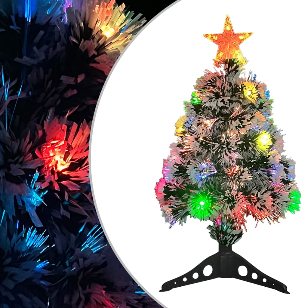 vidaXL Umjetno božićno drvce bijelo-plavo 64 cm optička vlakna - cover