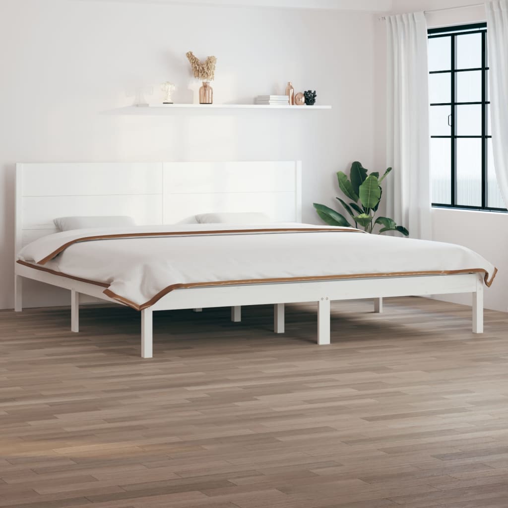 vidaXL Okvir za krevet od masivne borovine bijeli 200 x 200 cm - cover