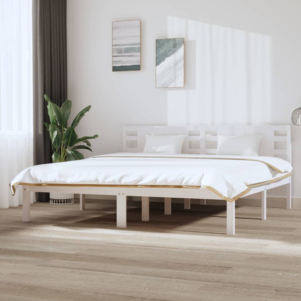 vidaXL Okvir za krevet od masivne borovine bijeli 200 x 200 cm - cover