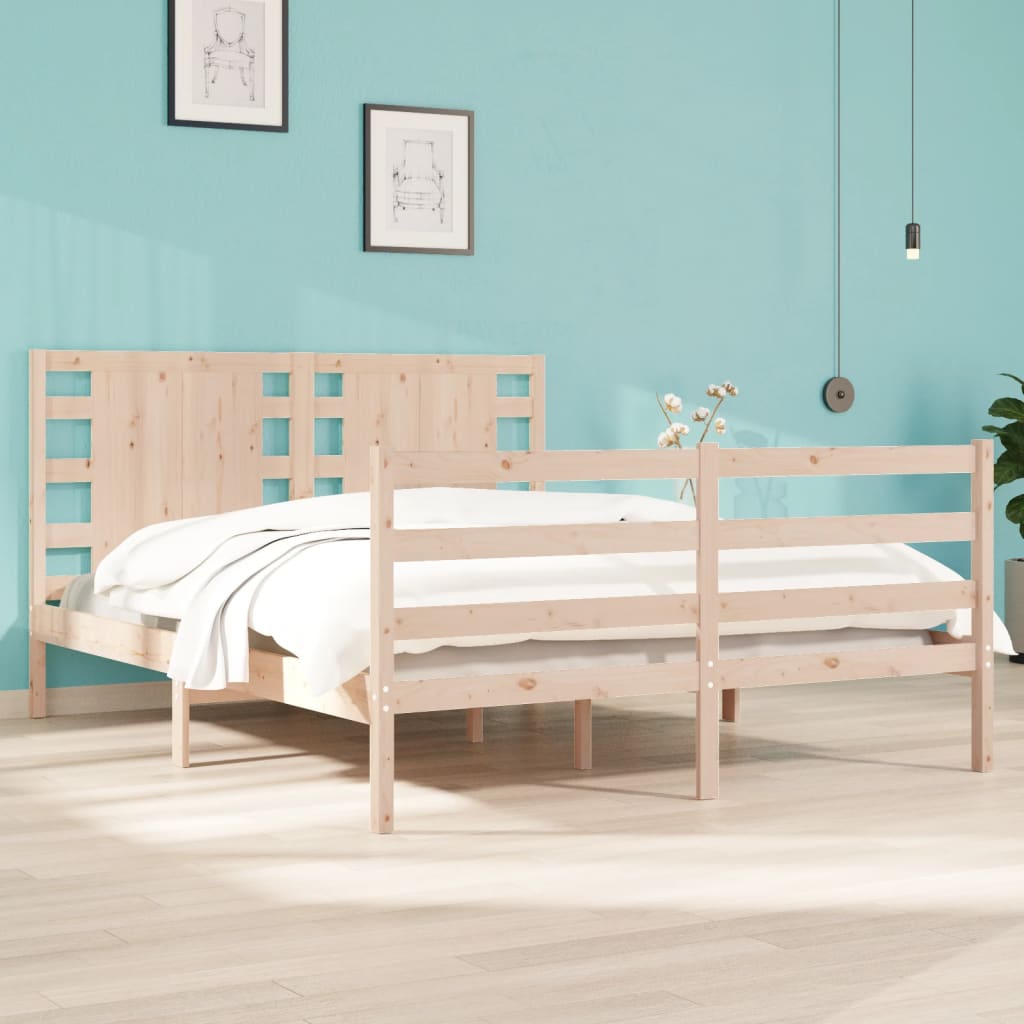 vidaXL Okvir za krevet od masivne borovine 135 x 190 cm bračni - cover