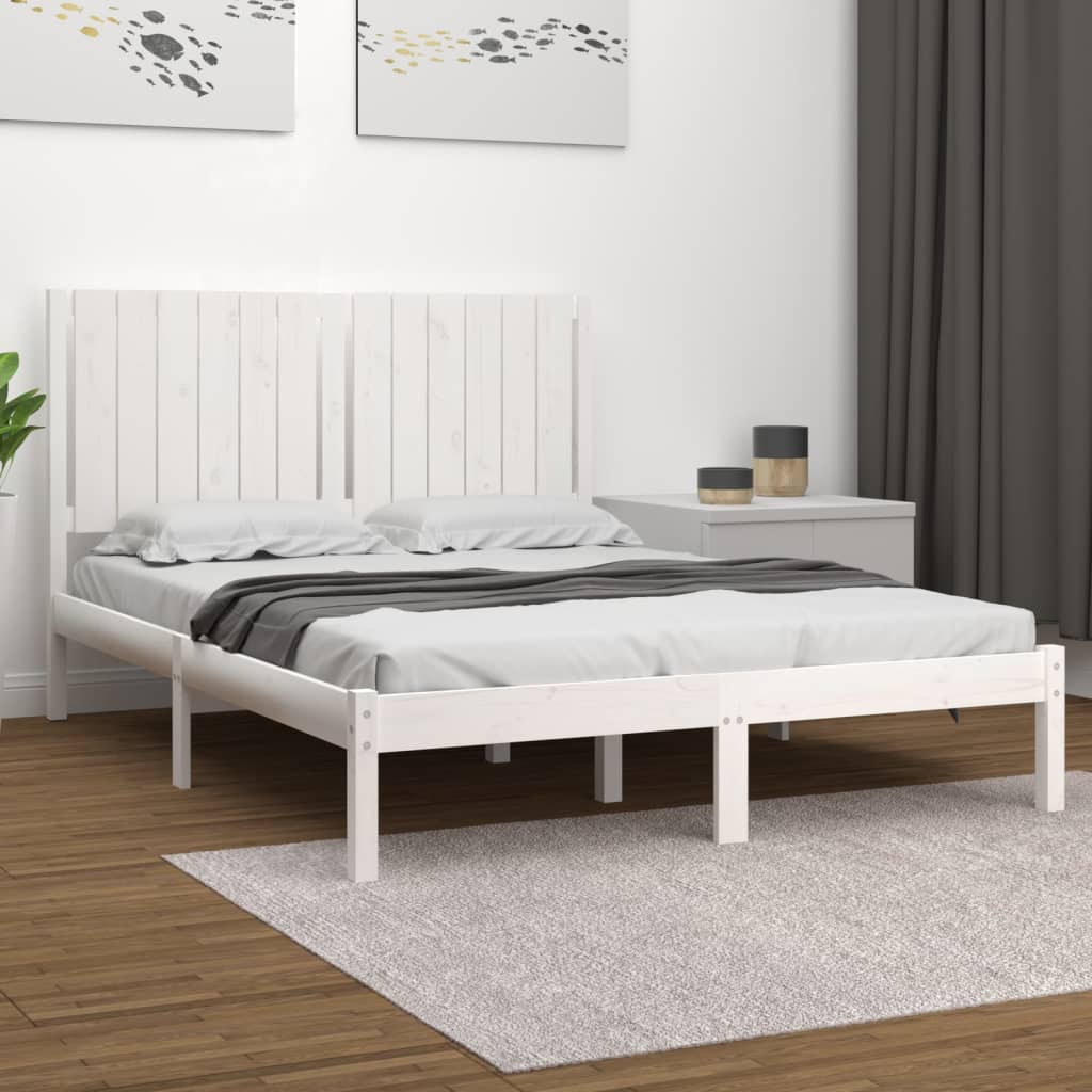 vidaXL Okvir za krevet od masivne borovine bijeli 140 x 190 cm - cover