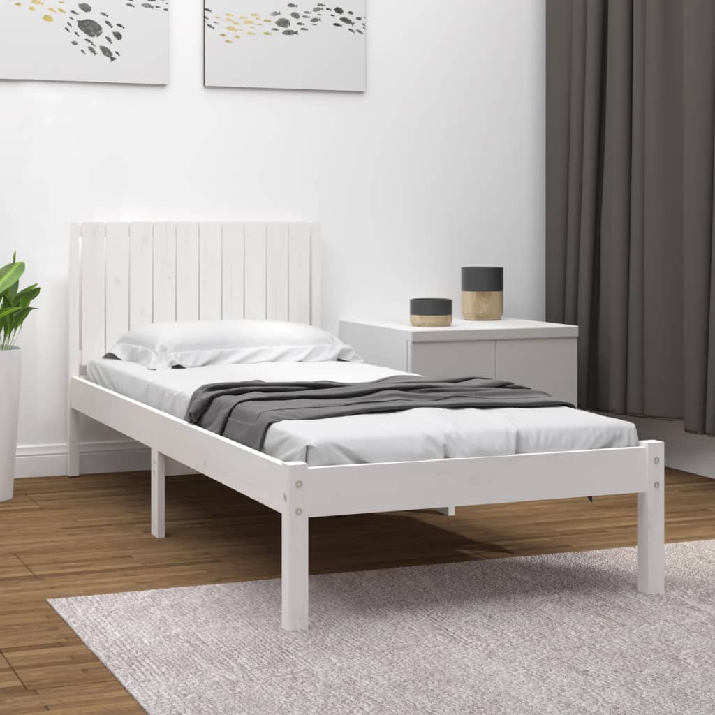 vidaXL Okvir za krevet od masivne borovine bijeli 100 x 200 cm - cover