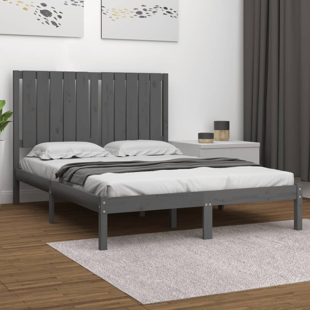 vidaXL Okvir za krevet od masivne borovine sivi 120 x 200 cm - cover