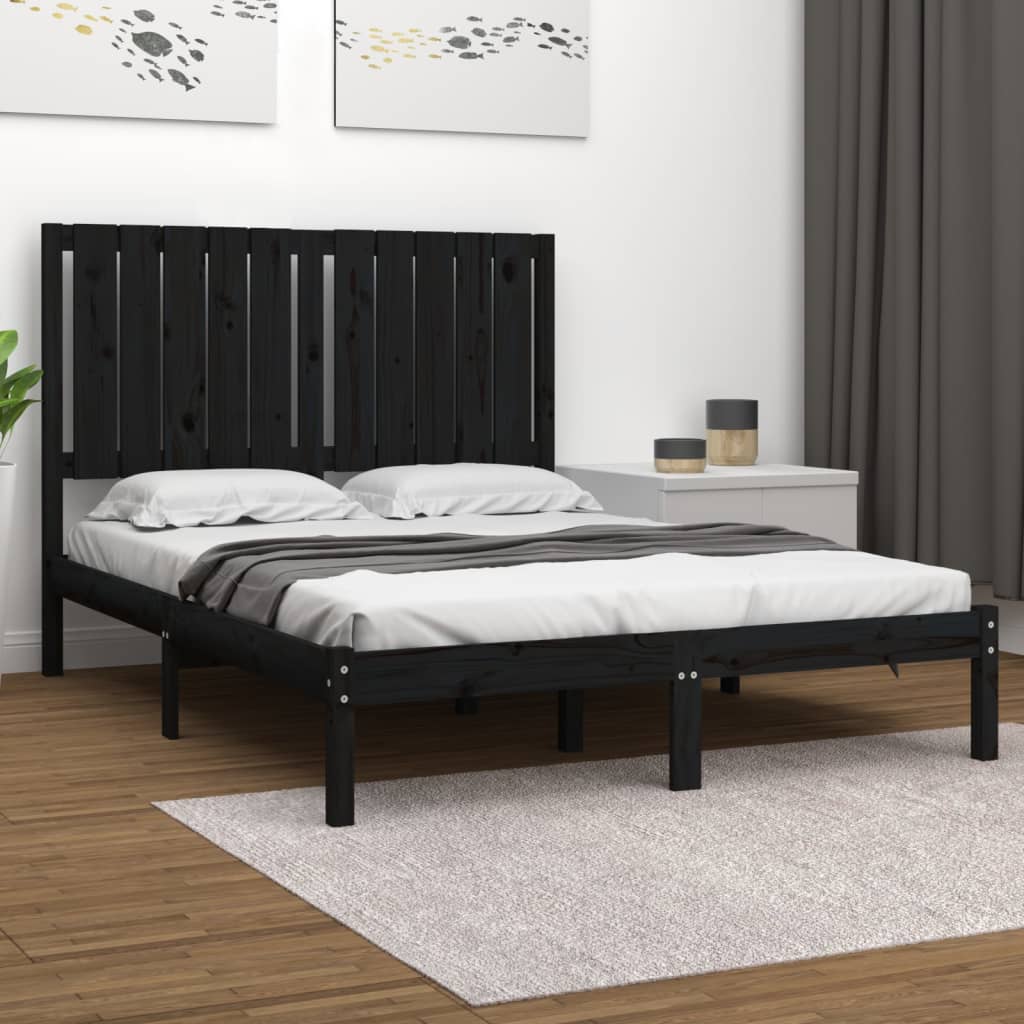 vidaXL Okvir za krevet od masivne borovine crni 120 x 200 cm - cover